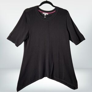 Isaac Mizrahi Cascade Hem Elbow Sleeve Sweater Black Size Medium